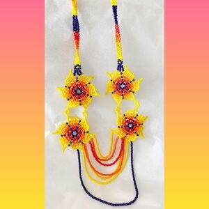 Native southwest beaded flower necklace